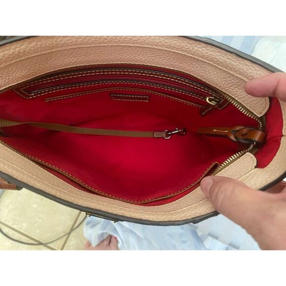 Dooney & Bourke Blush Pink Pebble Leather Tote Shoulder Bag Purse Tan Handles - Picture 2 of 12